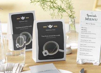 Table Tents & Inserts (Design Only | Print Only | Design + Print)