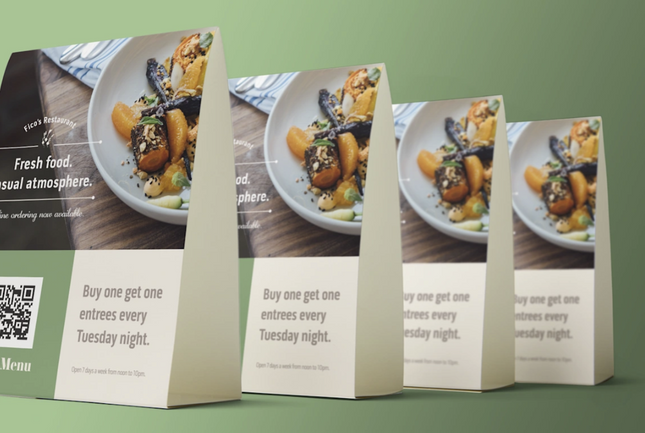 Table Tents & Inserts (Design Only | Print Only | Design + Print)