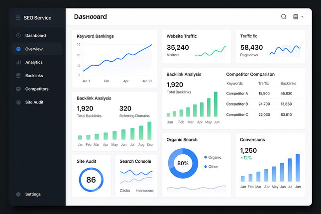Create a dashboard view of SEO service software