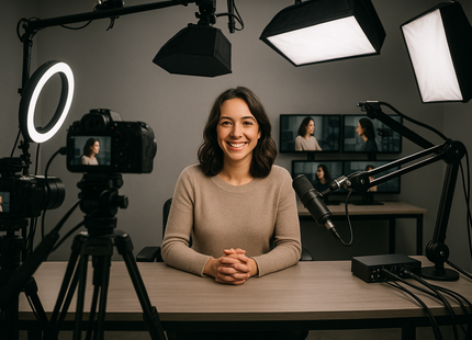 Multi-Camera Live Streaming with a woman smiling 