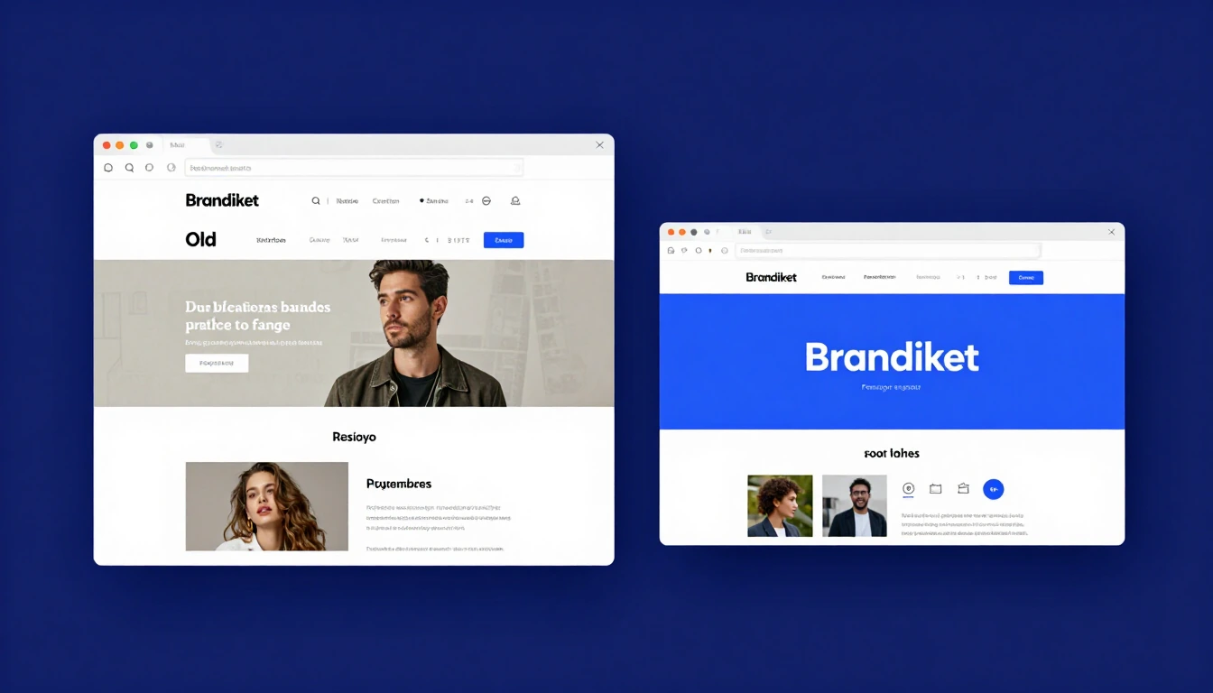 Before and after website redesign concept — outdated website versus modern professional business website