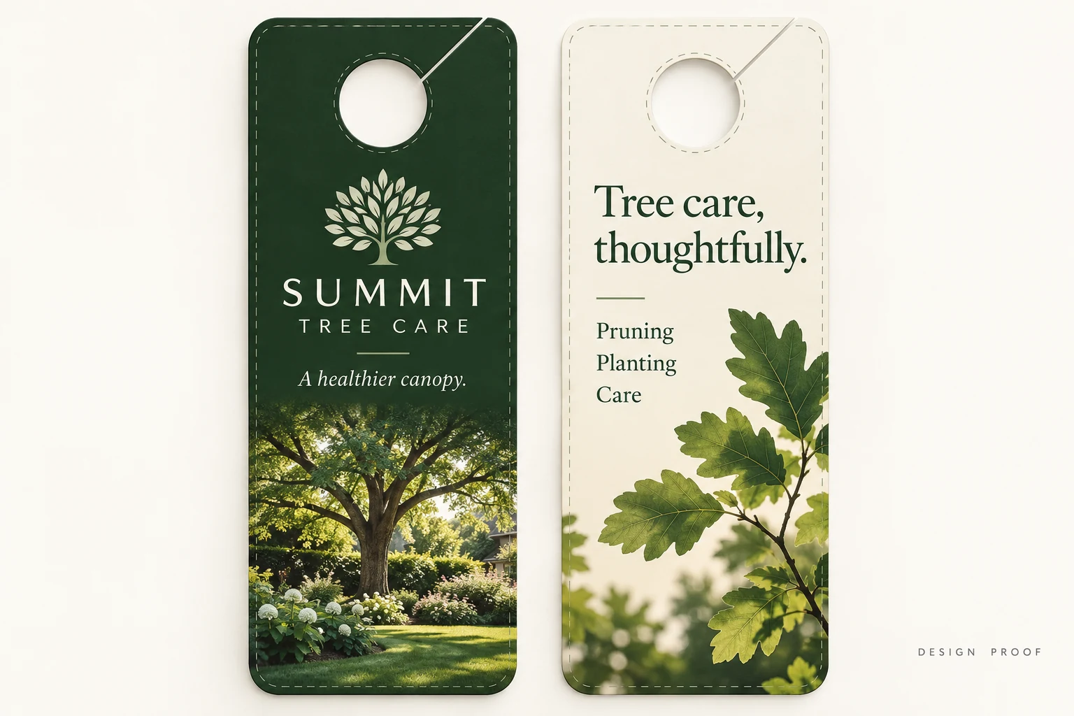 Summit Tree Care front and back door hanger design proof