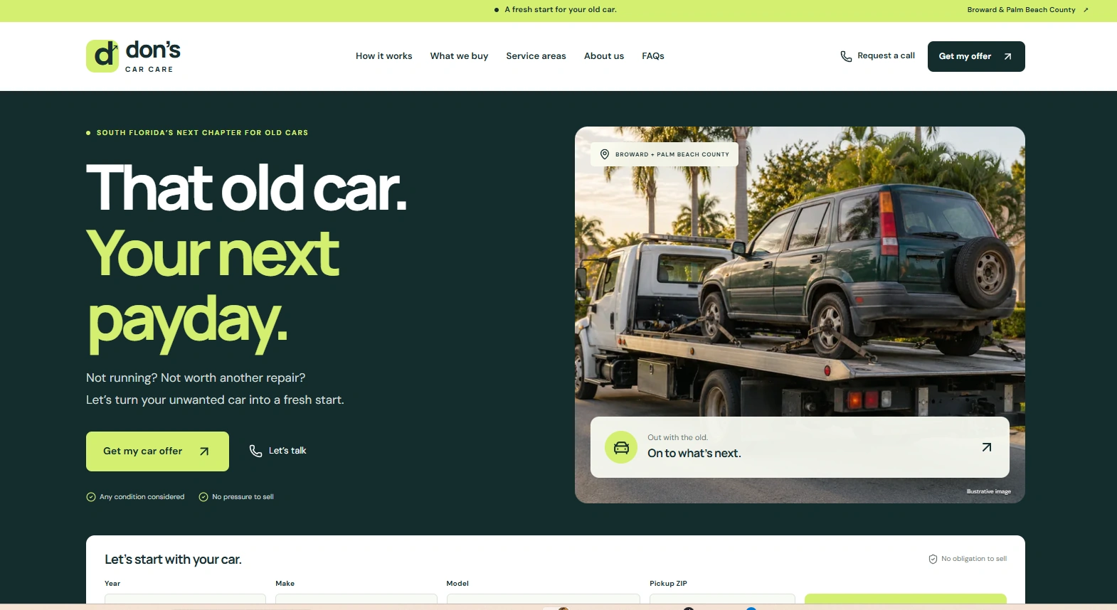 Don’s Car Care documented website design preview