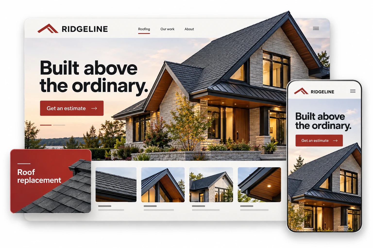 RIDGELINE roofing website design concept